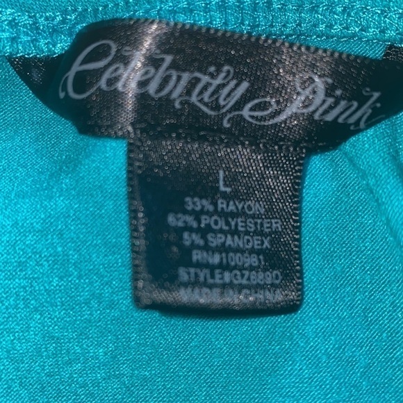 Celebrity Pink turquoise green halter top/dress. Handmade flowers . Size Large. - Picture 10 of 10